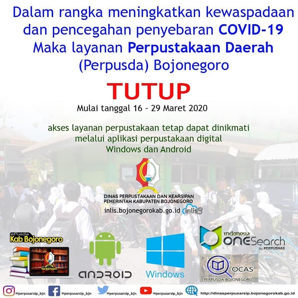 Pelayanan Perpusda Bojonegoro tutup Sementara