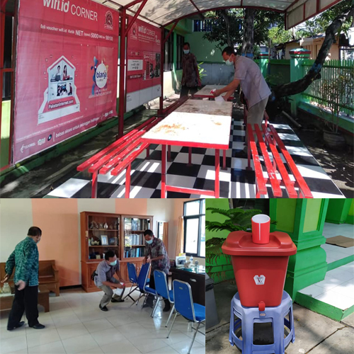Penyemprotan Desinfektan di Ruang Publik Perpusda Bojonegoro