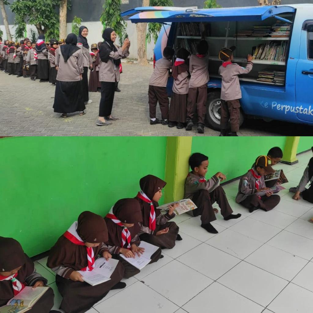 Giat Kunjungan Layanan Mobil Perpustakaan Keliling di SDN Ledok Wetan 1 Bojonegoro
