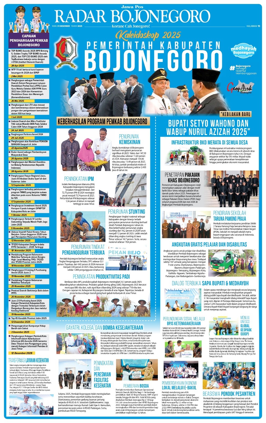 Apresiasi Atas Capaian Luar Biasa yang Diraih Pemerintah Kabupaten Bojonegoro di Tahun 2025