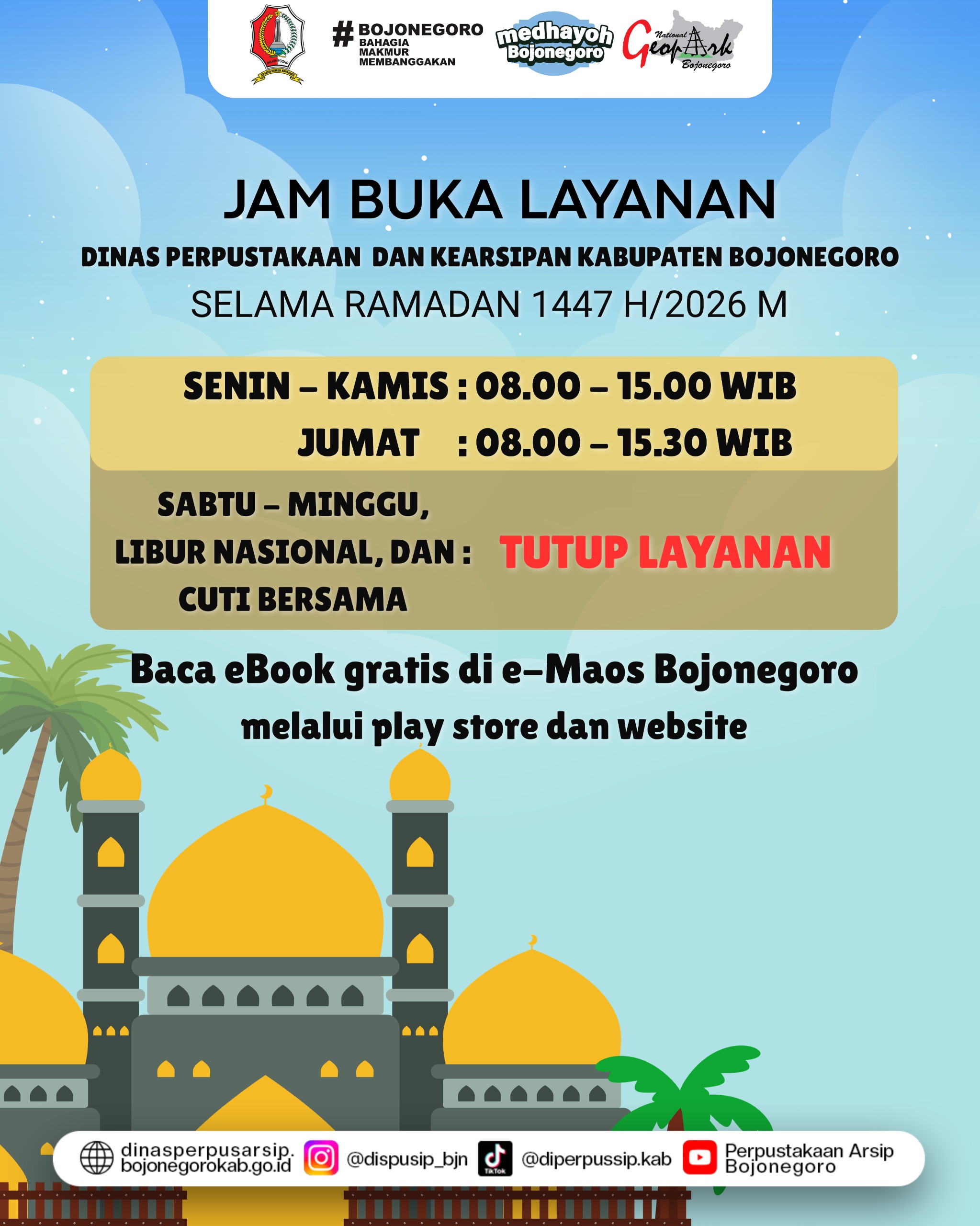 Jam Buka Layanan Perpustakaan dan Kearsipan selama Ramadan