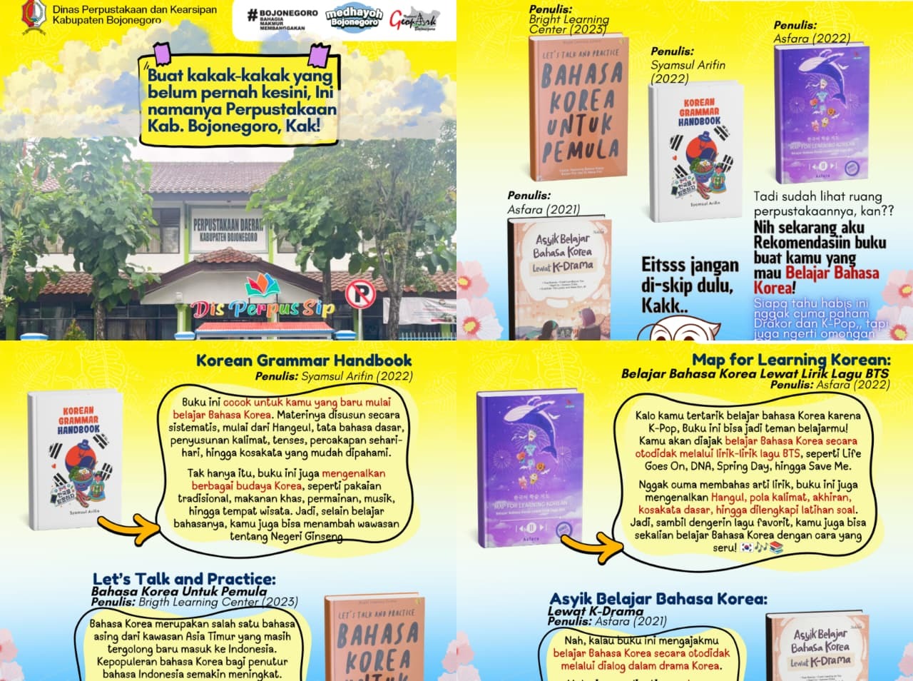Liburan Makin Seru, Saatnya Belajar Bahasa Korea Bersama Koleksi Buku di Perpustakaan
