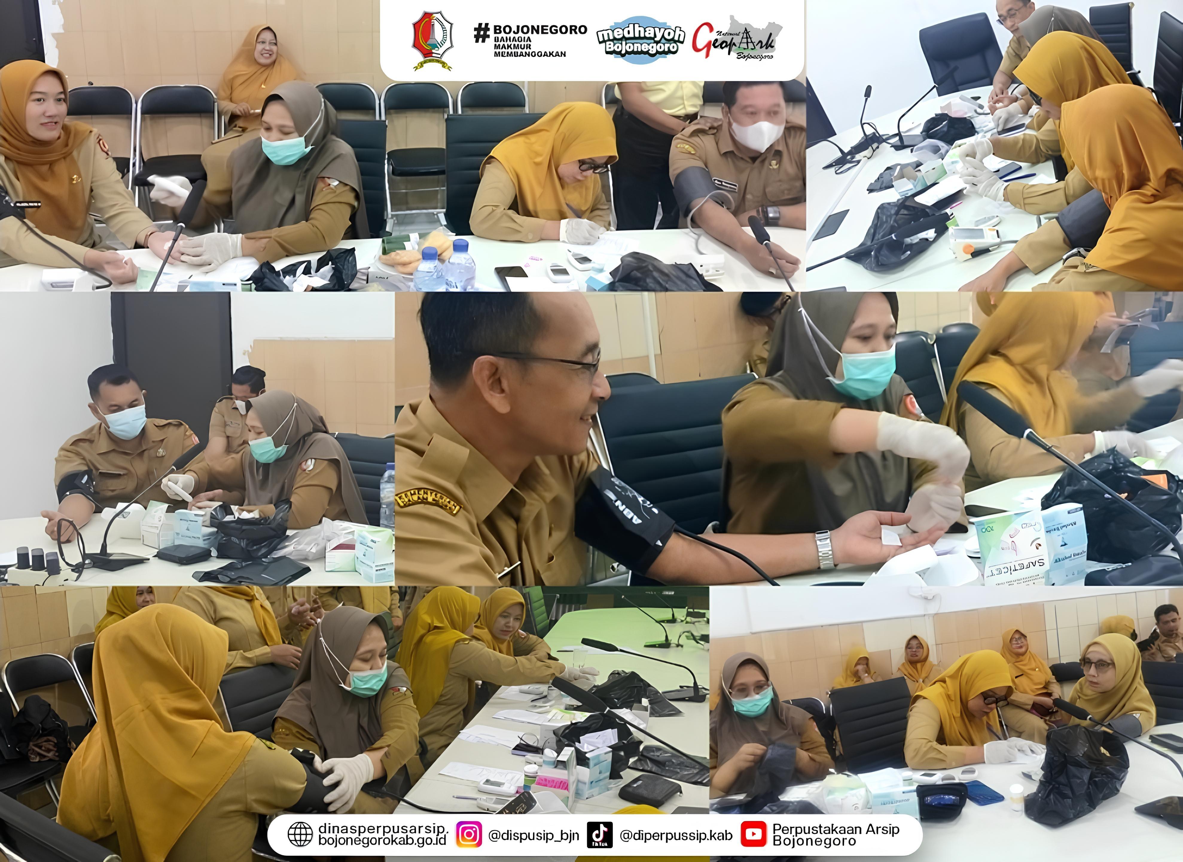 Cek Kesehatan Gratis, Wujud Komitmen Disperpussip Bojonegoro dalam Menjaga Kesehatan Pegawai